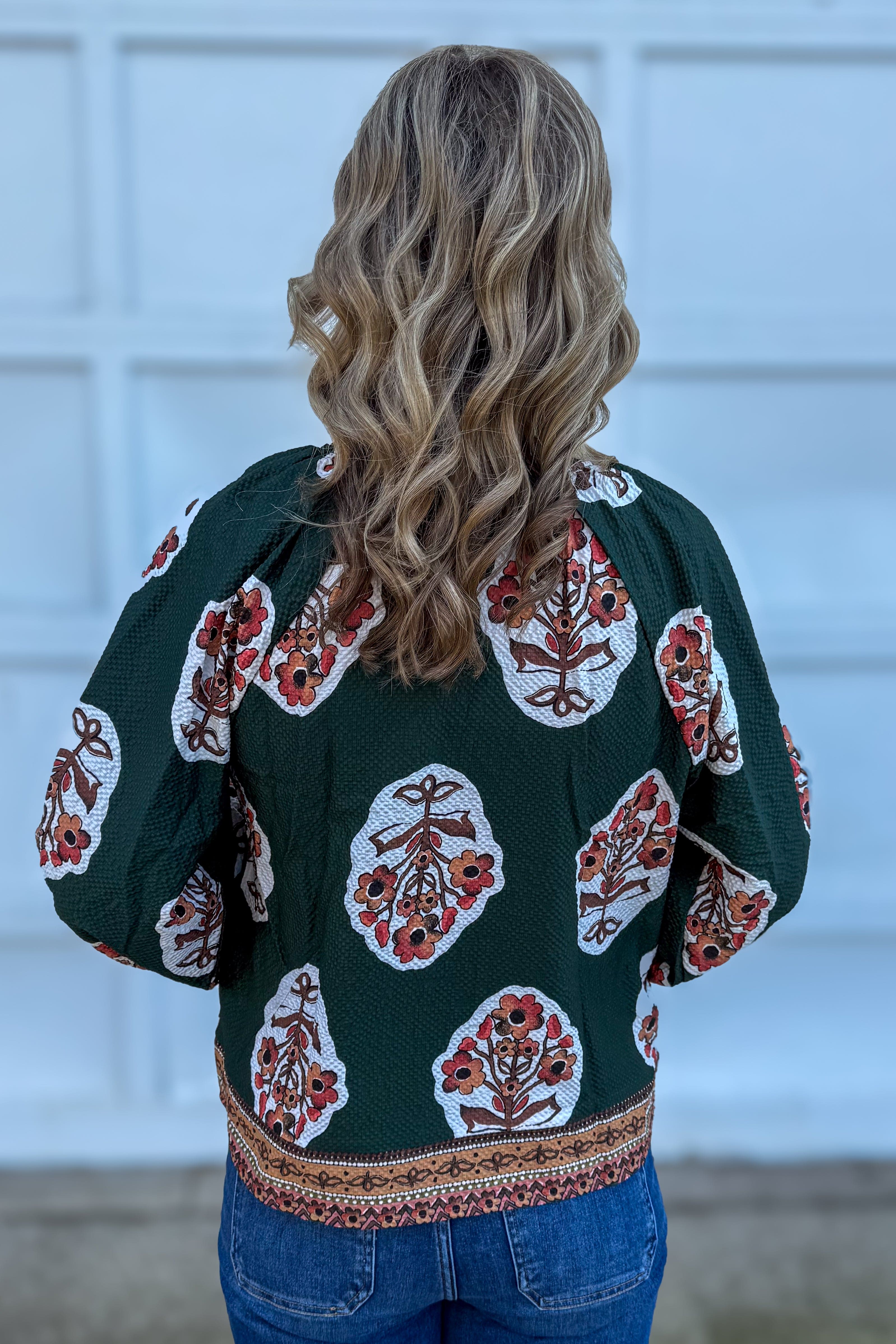 Forest Green Flower Patch Boarder Top back