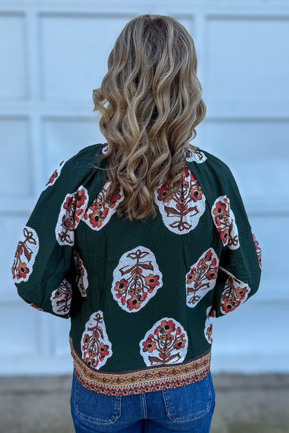 Forest Green Flower Patch Boarder Top back