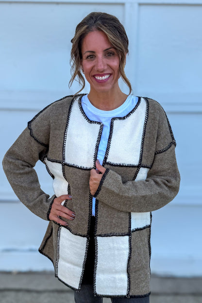 Olive Ivory Patchwork Short Jacket