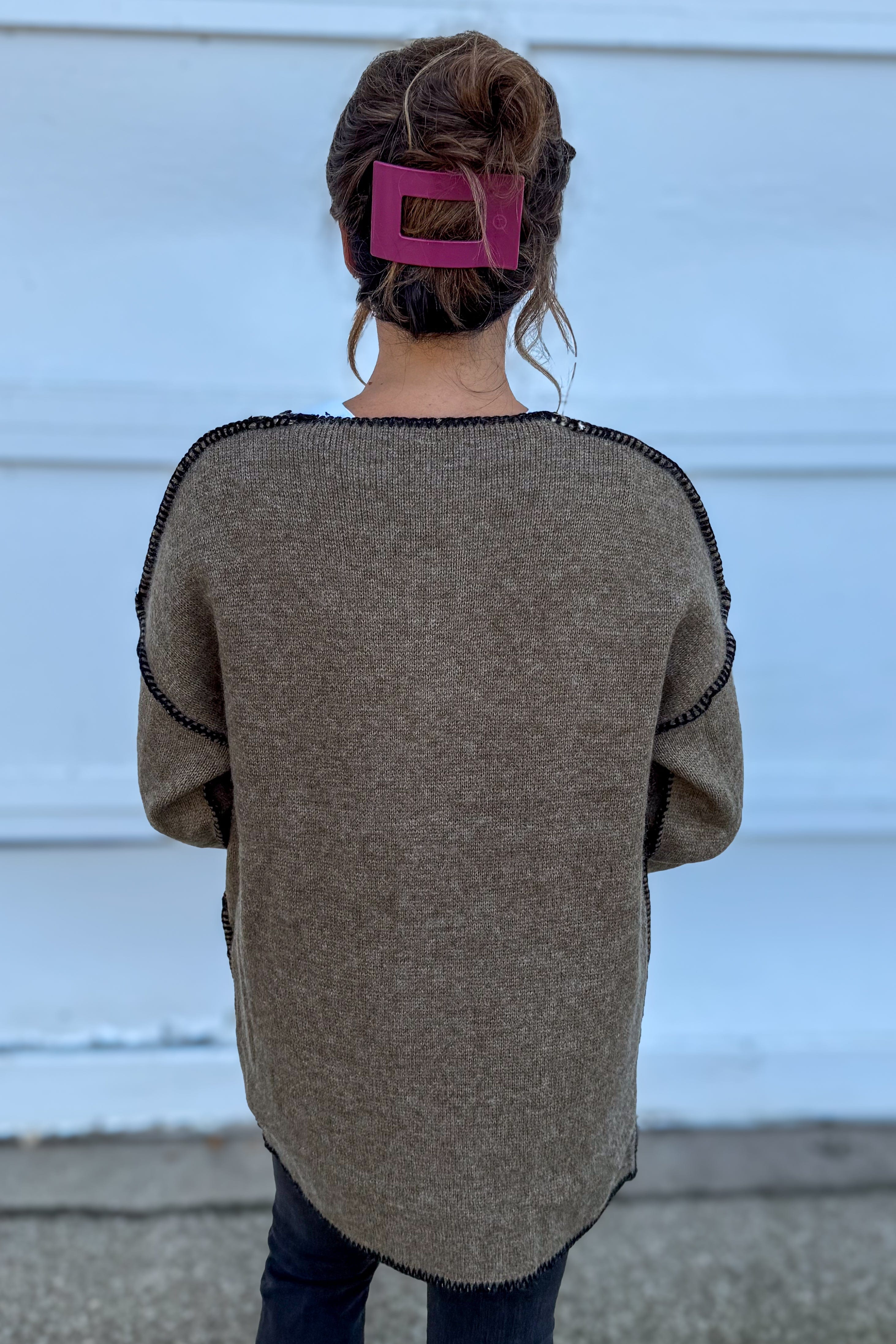 Olive Ivory Patchwork Short Jacket Back