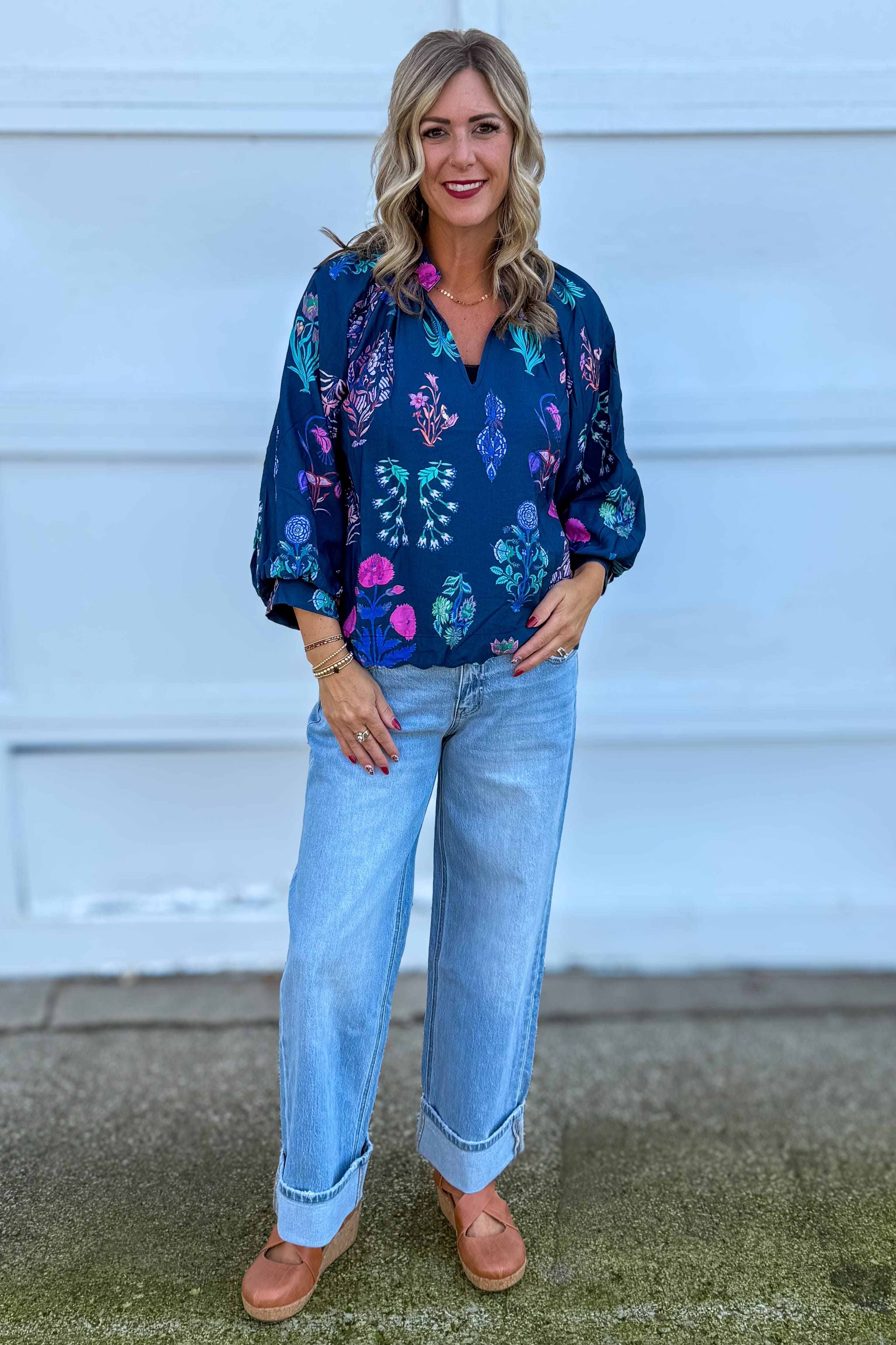 Midnight Floral Encyclopedia Top Styled