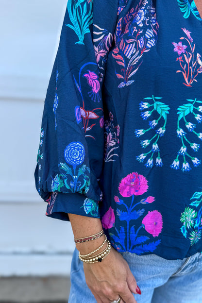 Midnight Floral Encyclopedia Top Detailed