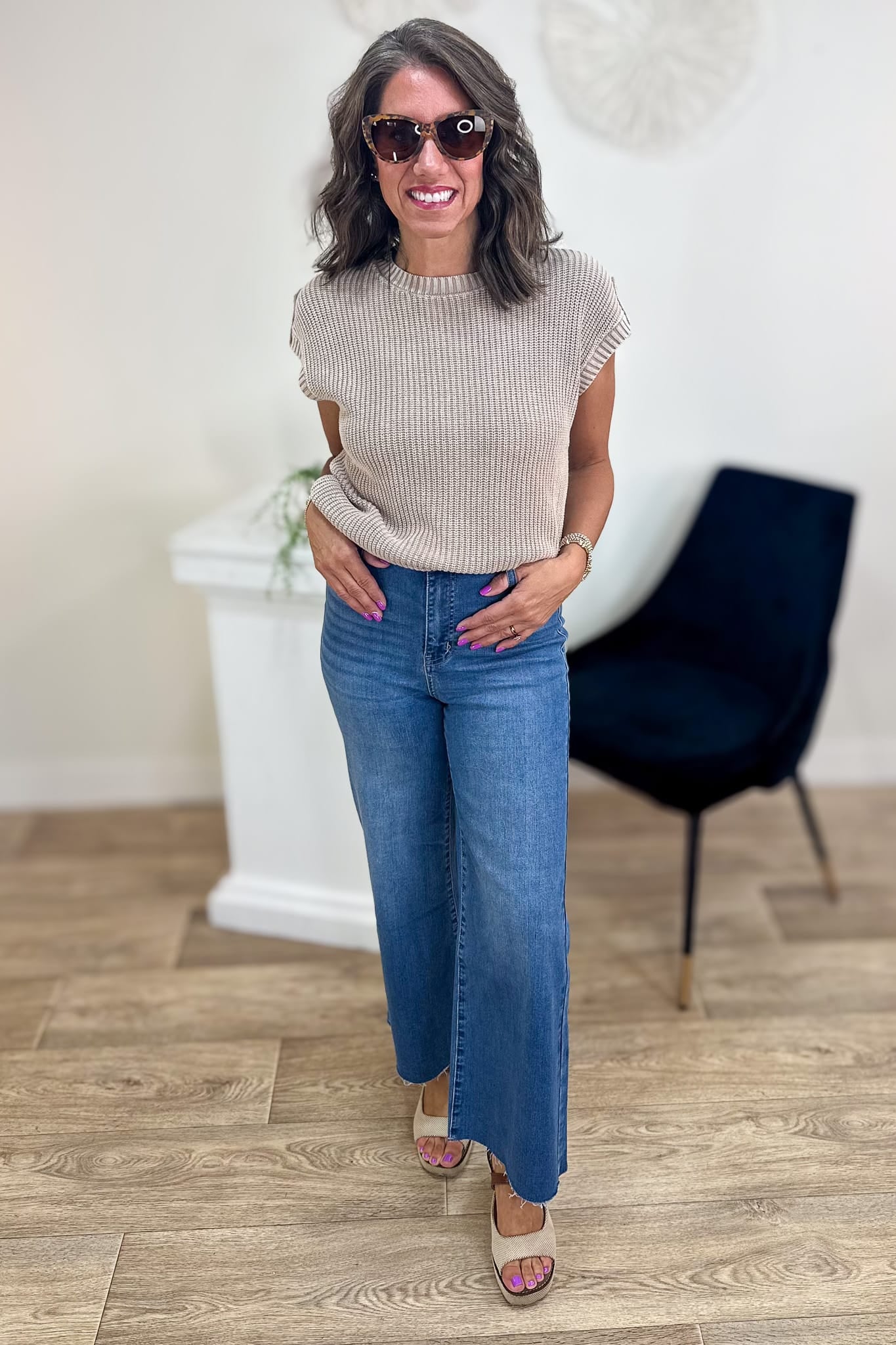 Medium High Waist Wide Leg Straight Denim