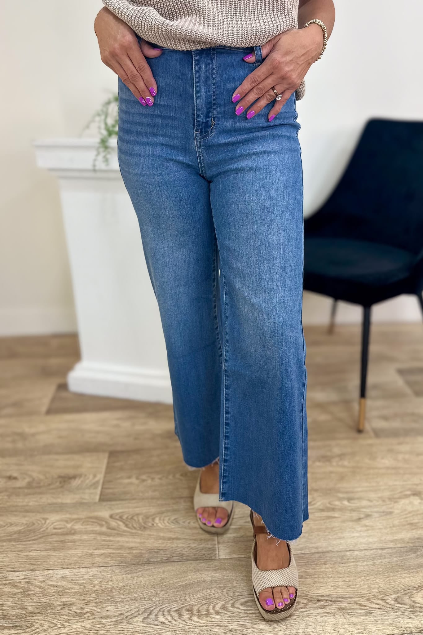 Medium High Waist Wide Leg Straight Denim