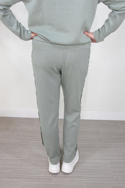 Dusty Sage Joggers with Side Satin Detail