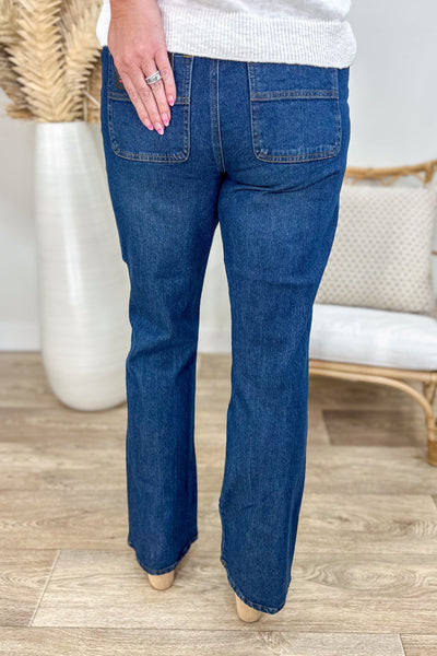 Dark High Rise Wide Leg Denim