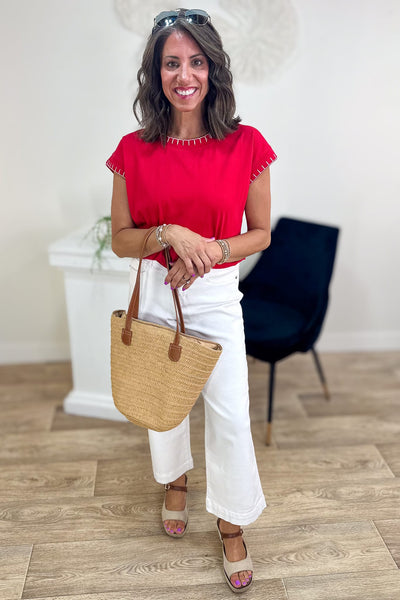 Ruby Stitch Detail Top