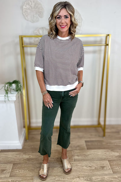 Dark Olive Acid Wash Crop Denim Styled