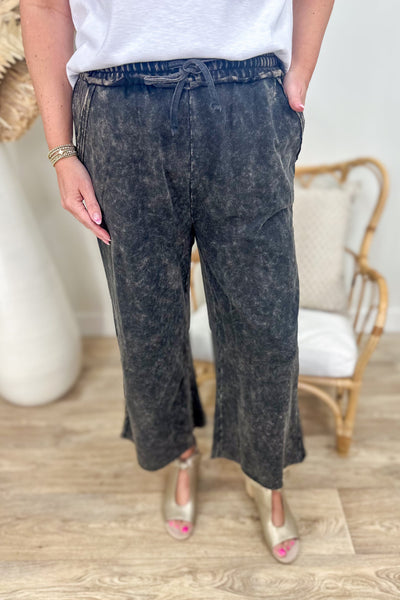 Ash Black Washed French Terry Palazzo
