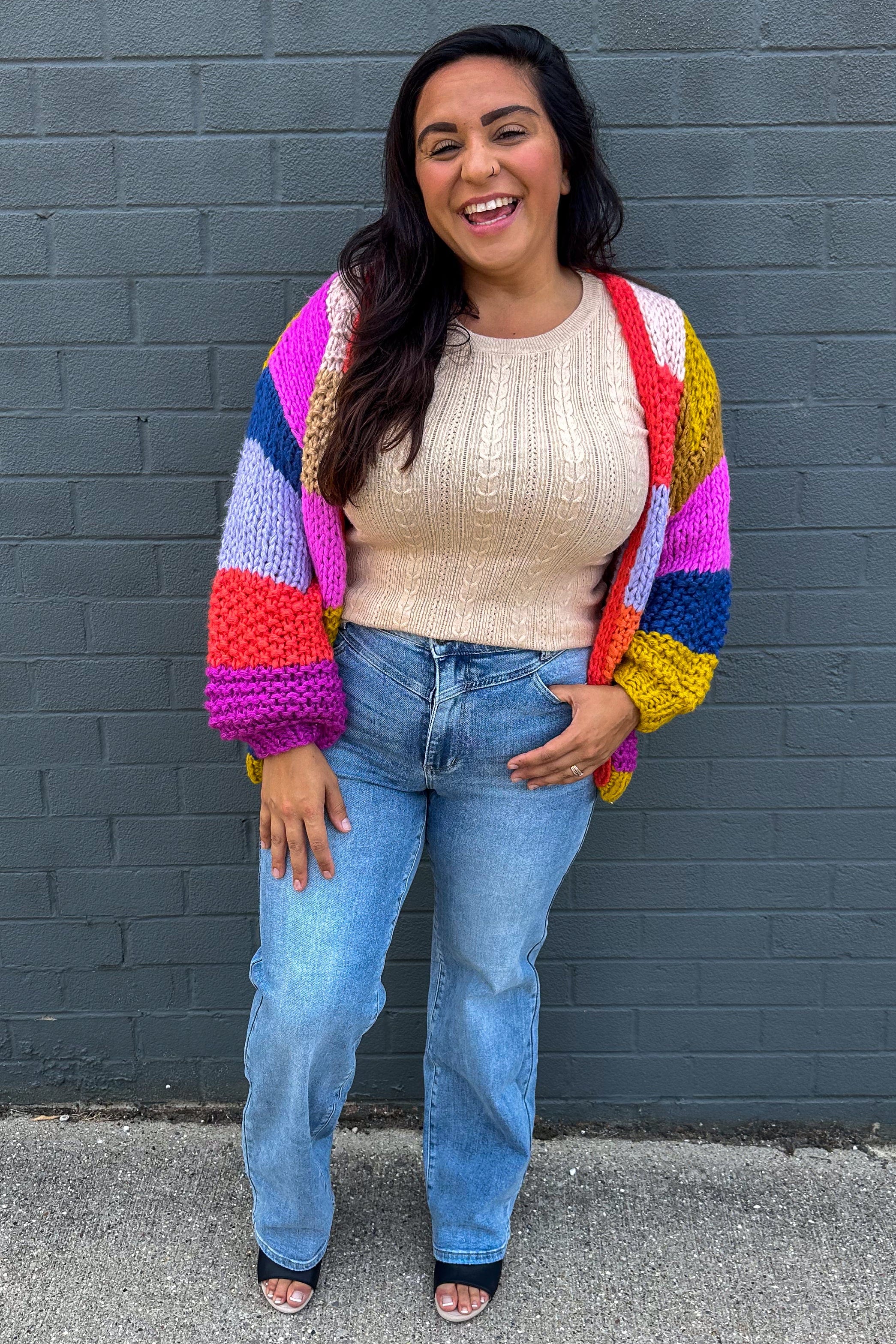 Multi Color Knit Cardigan back