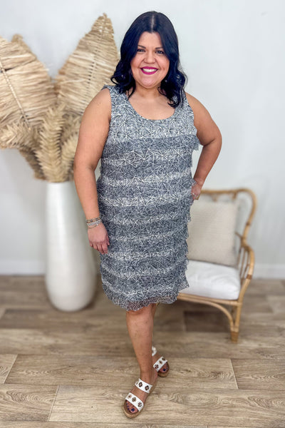 Black & White Triangle Splash Ruffle Dress