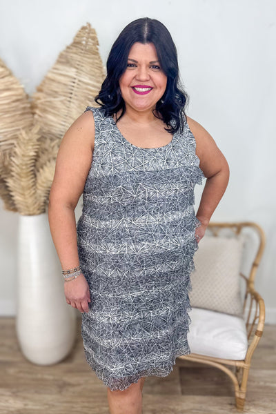 Black & White Triangle Splash Ruffle Dress
