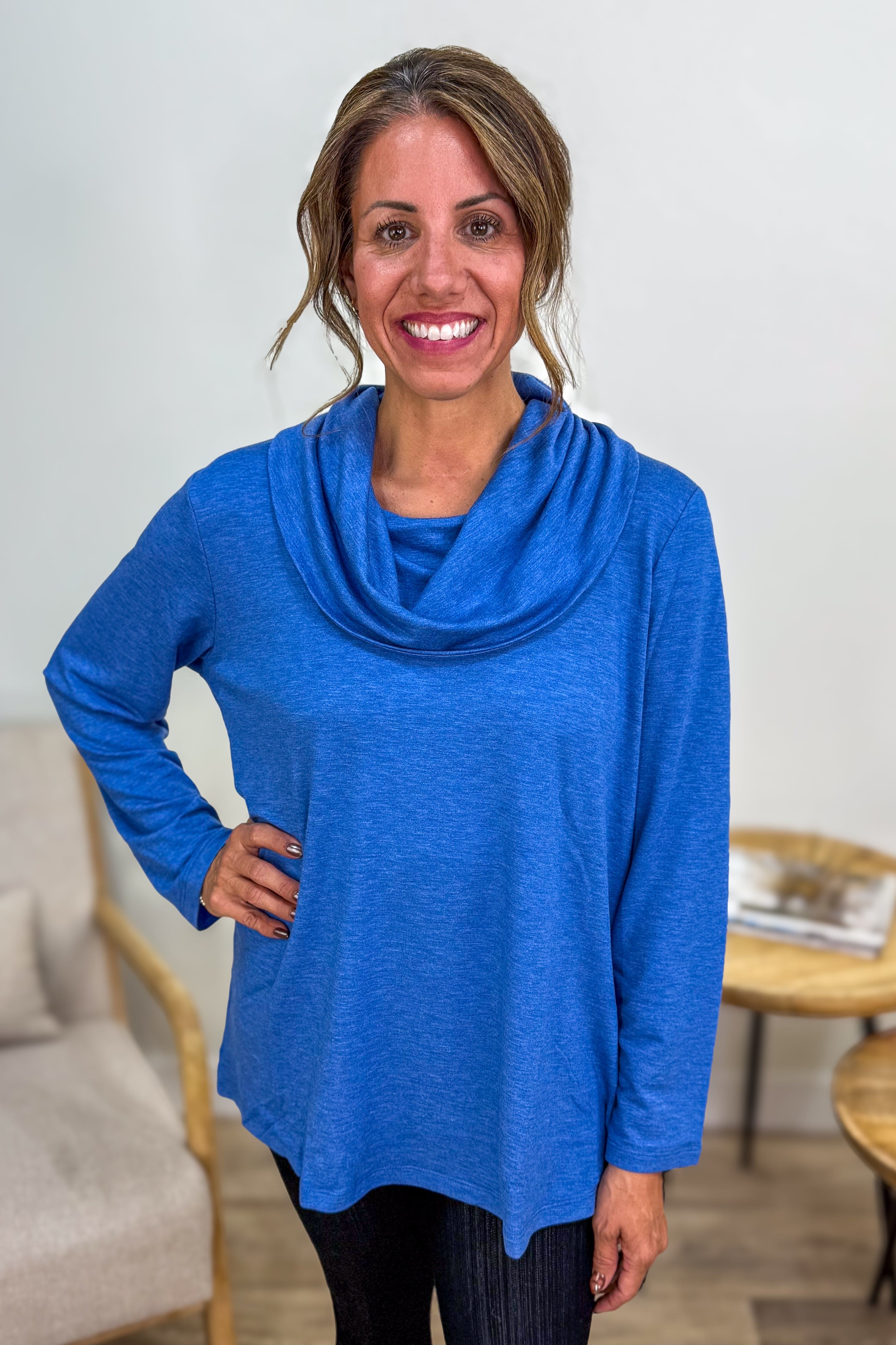 Dusty Blue Cowl Neck Tunic