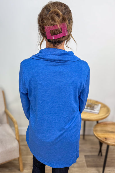 Dusty Blue Cowl Neck Tunic Back