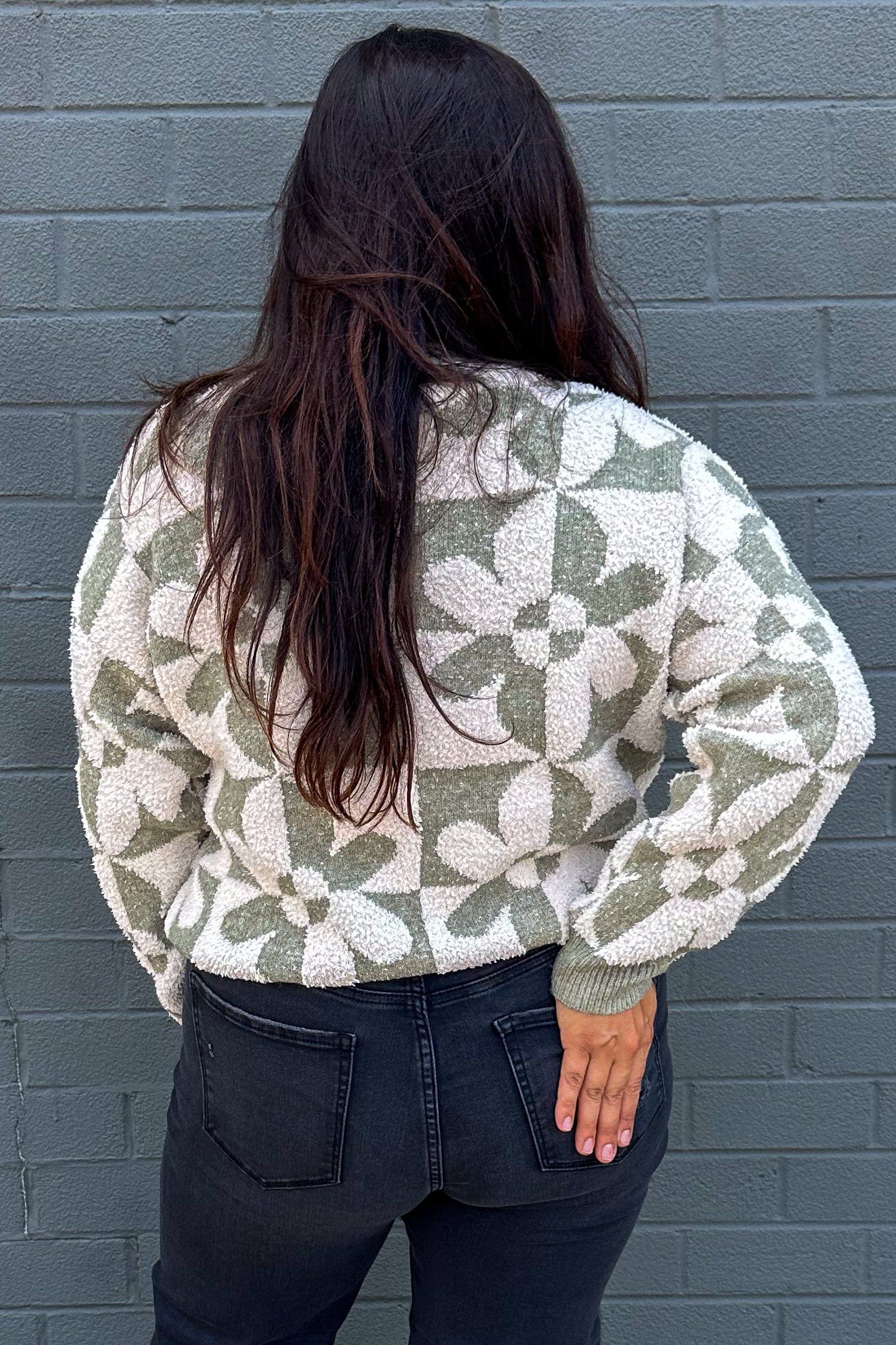Sage & Ivory Floral Sweater back