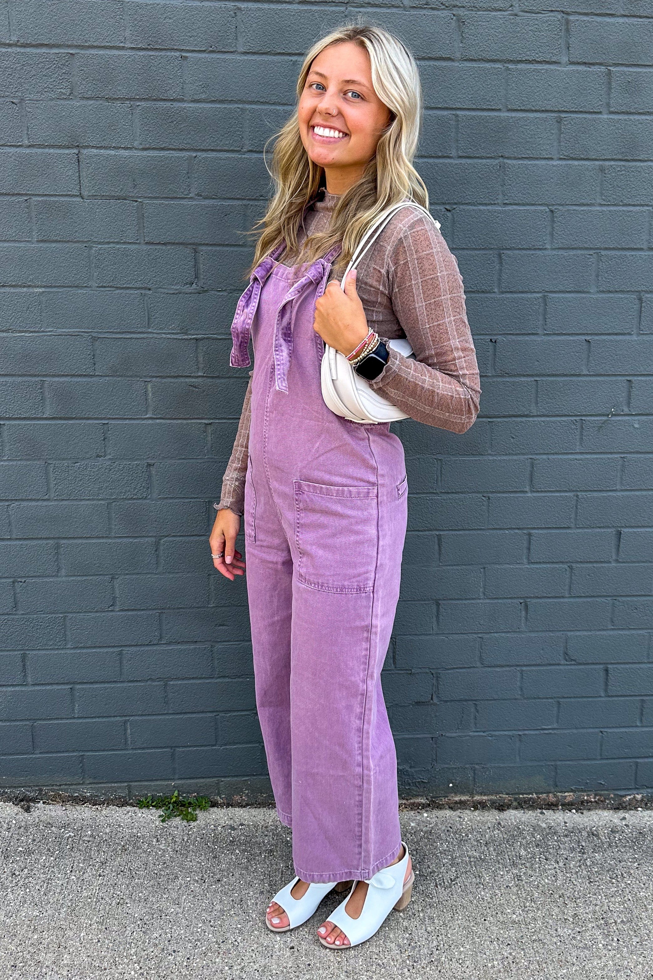 Bright Violet Knot Strap Jumpsuit