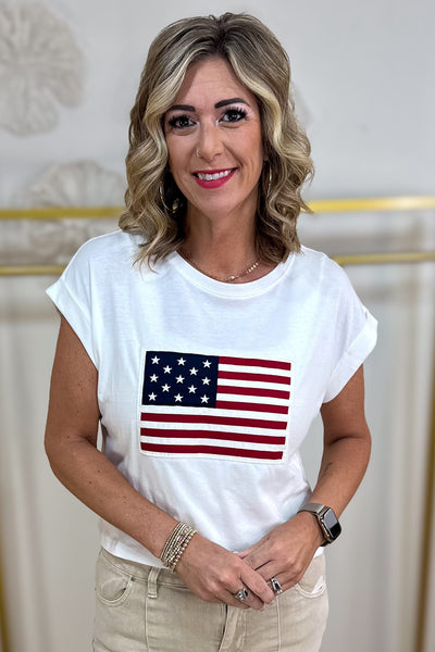 White American Flag Tee