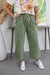 Olive Cropped Mineral Wash Pant