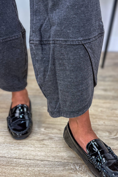 Ash Black Tulip Hem Wide Leg Pant Detailed