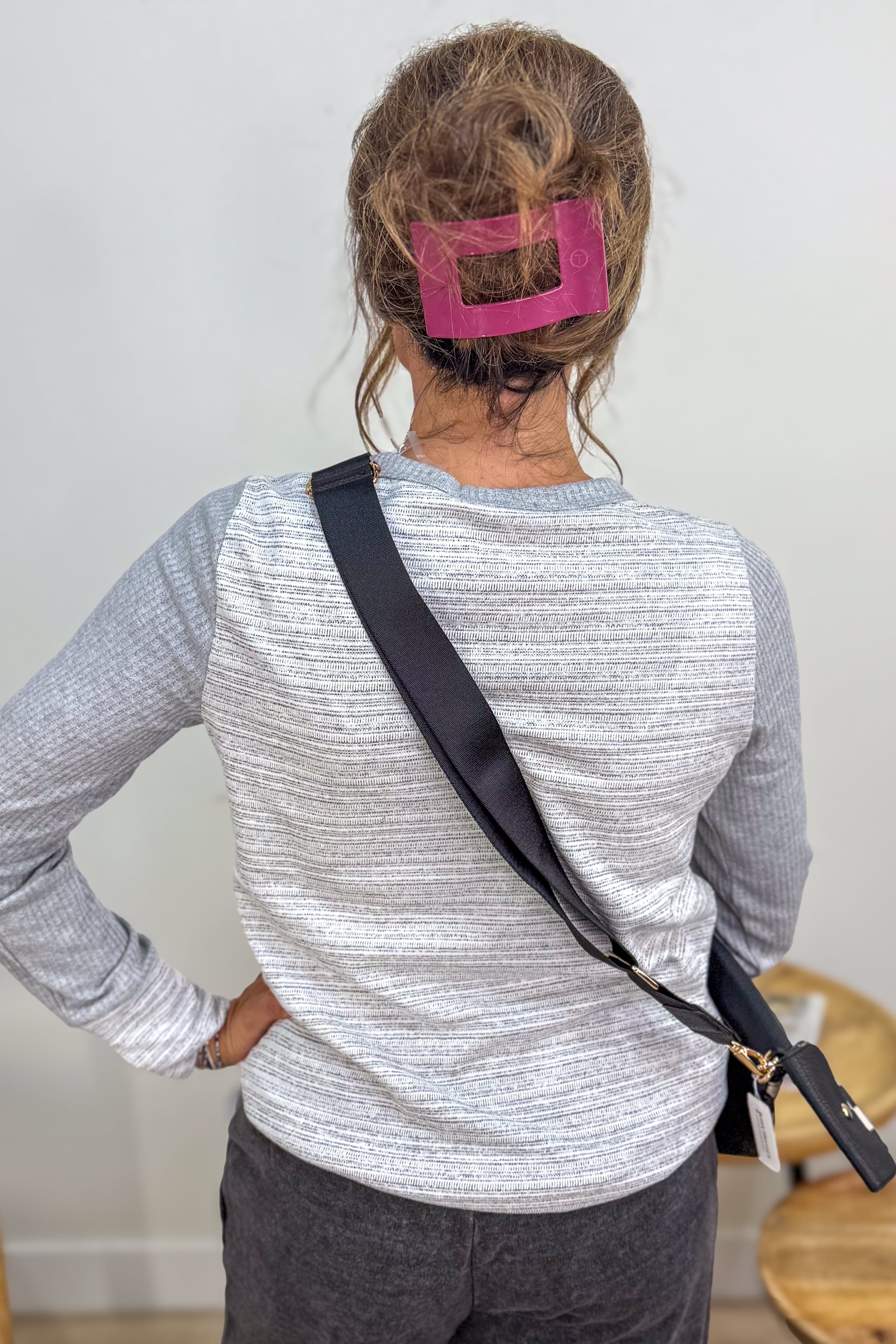 Heather Grey Mixed Fabric Knit Top