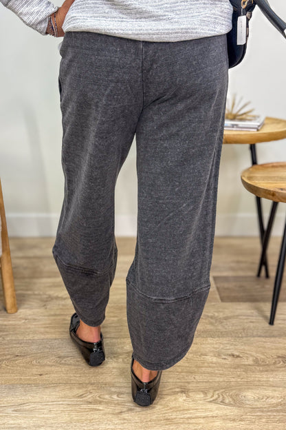 Ash Black Tulip Hem Wide Leg Pant Back