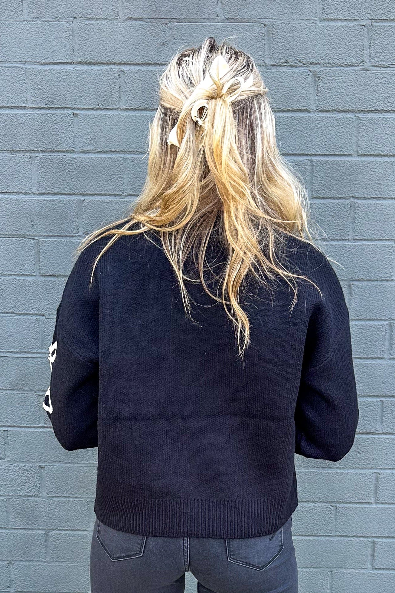 Black Sweater with Floral Detail back