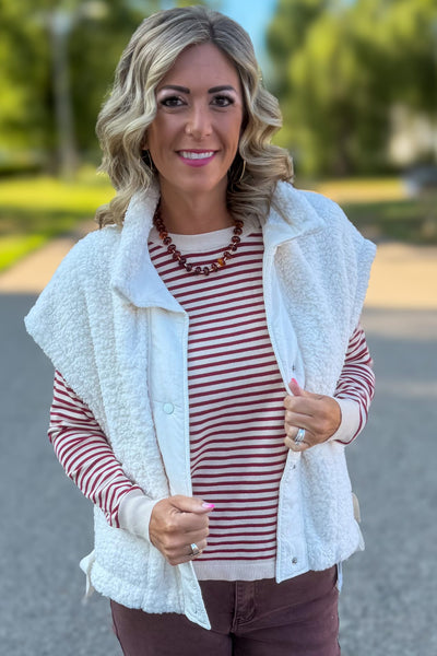 Ivory Oversized Faux Fur Vest