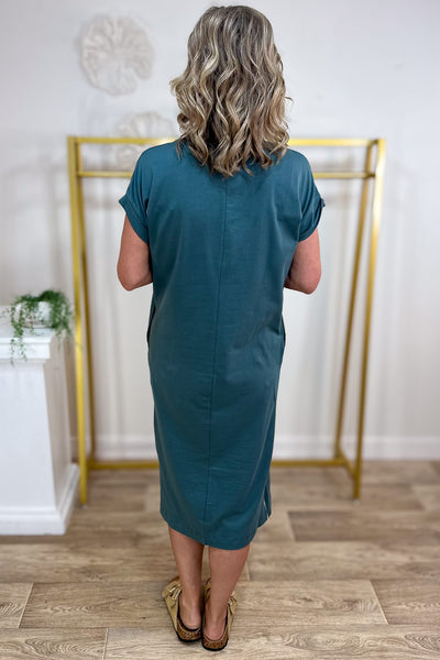 Ash Jade Round Neck Pocket Midi Dress Back