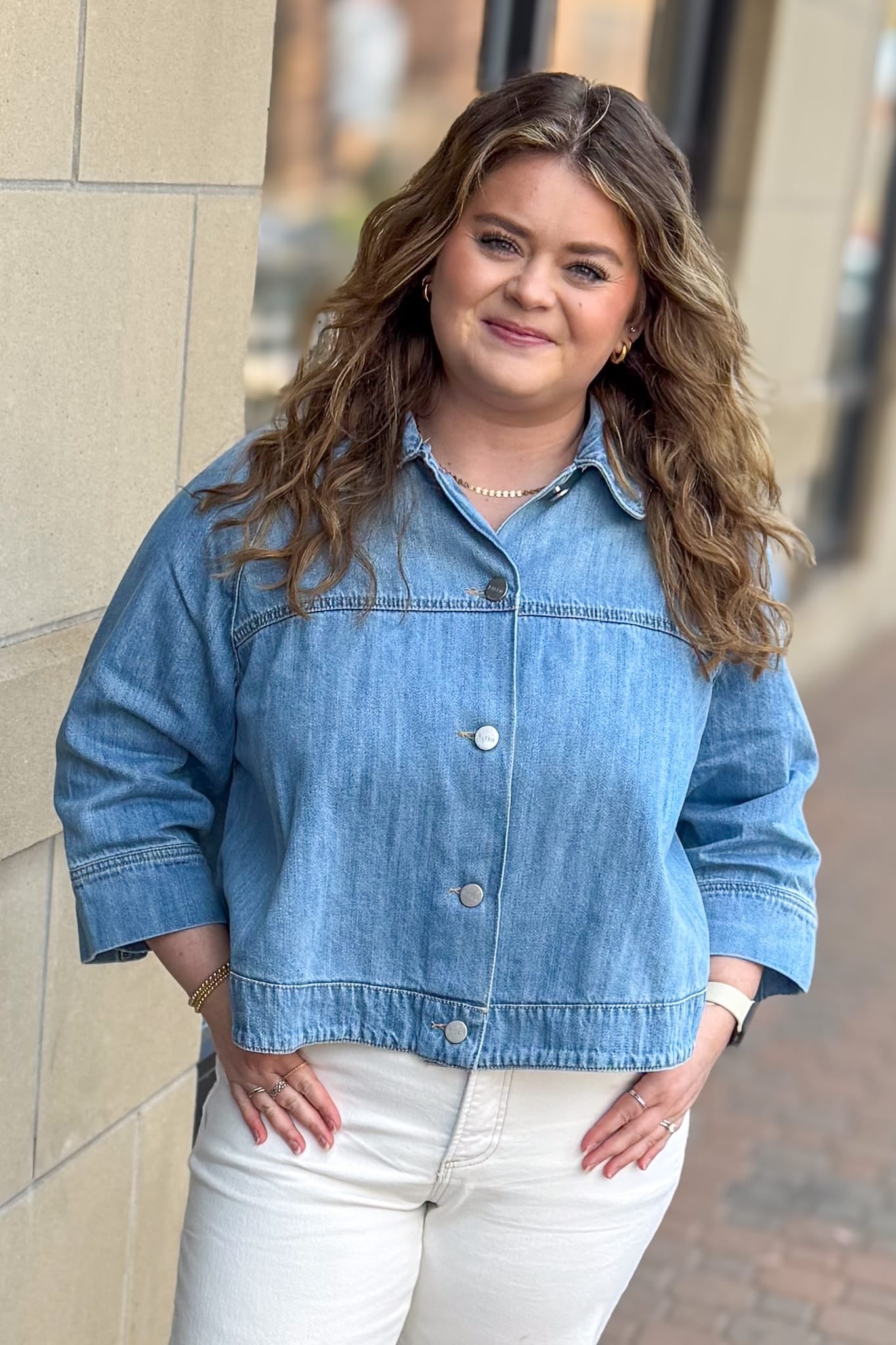 Denim Cropped Cape Jacket
