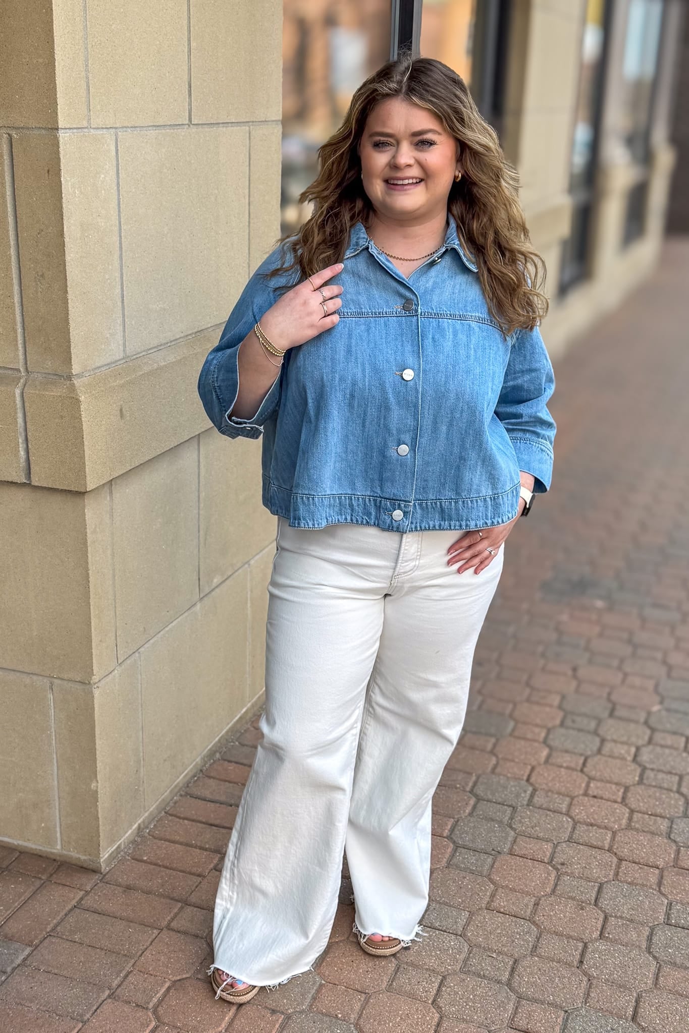 Denim Cropped Cape Jacket