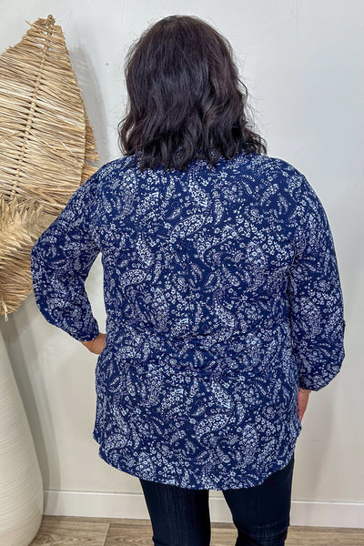 Navy Floral Paisley Lizzy Top back