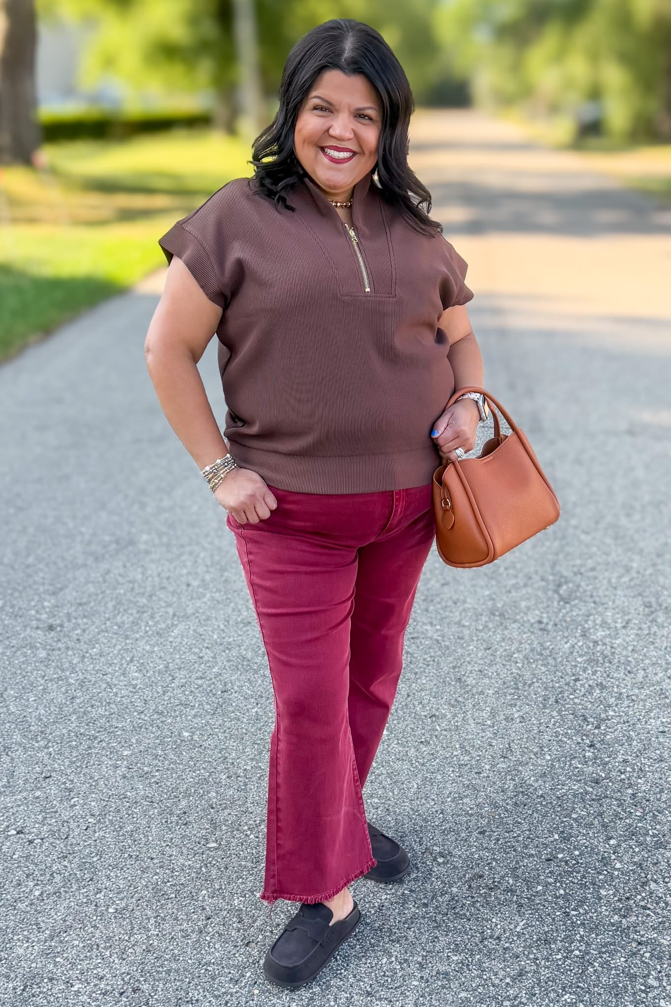 Dark Burgundy Acid Wash Crop Denim Styled