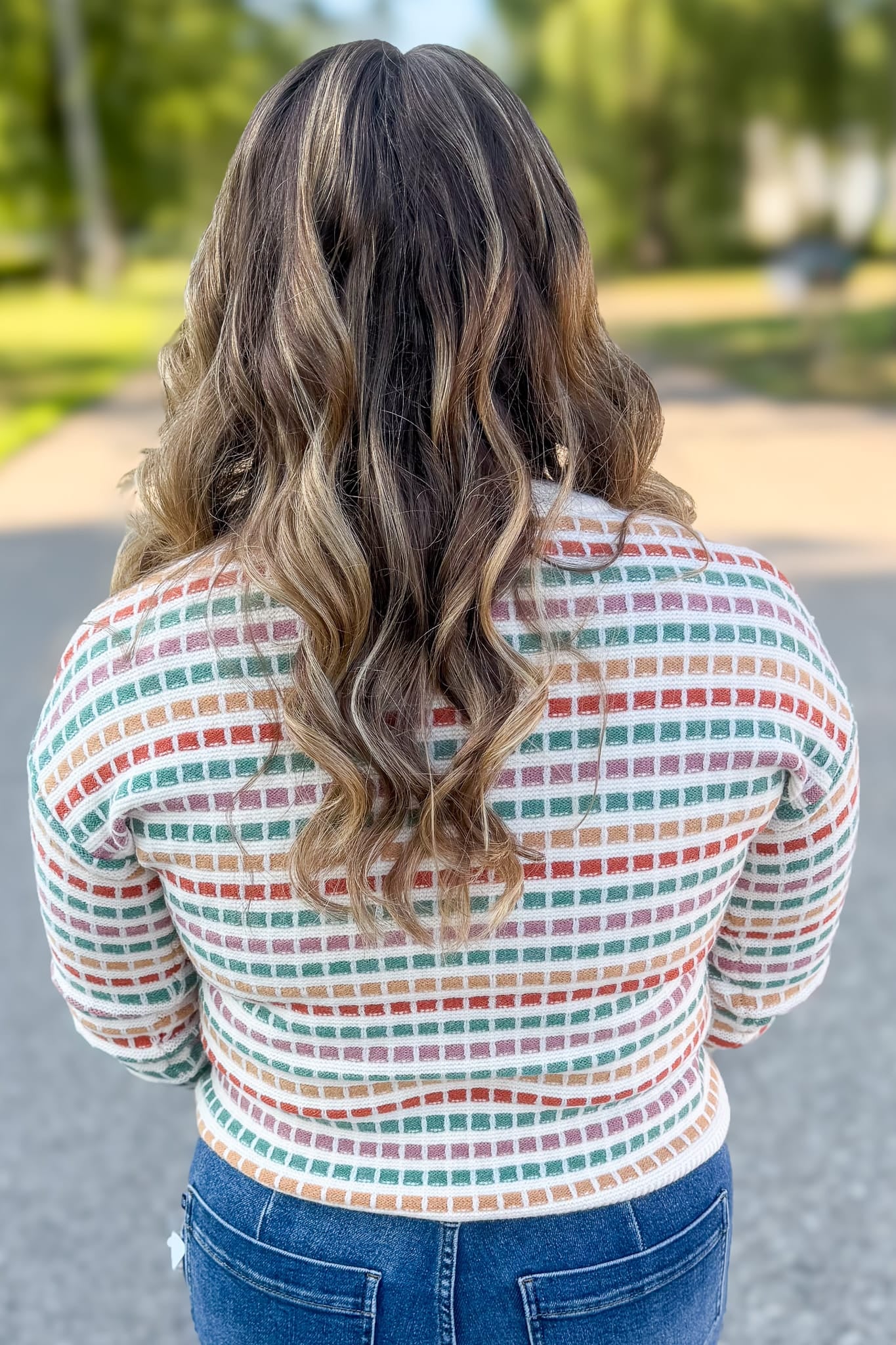 Jade & Rust Textured Stripe Pullover Sweater Back