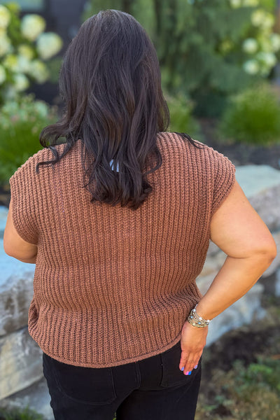 Dark Camel 4 Button Sweater Vest Back