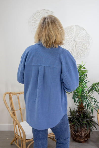 Medium Blue Button Up Top, back
