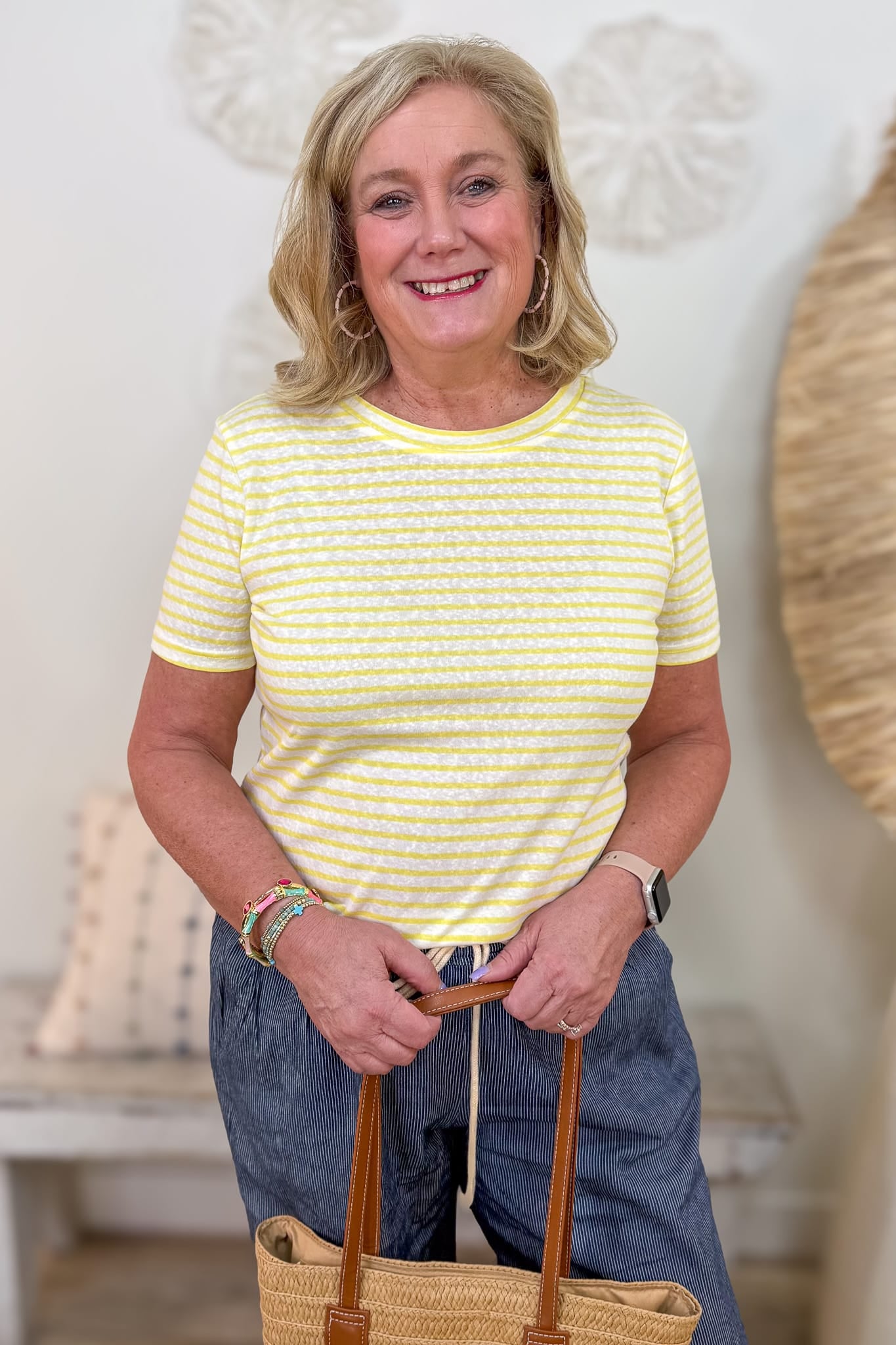 Yellow & White Stripe Top