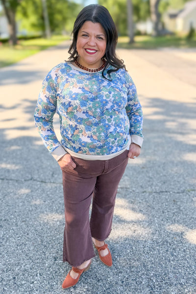 Taupe Hacci Floral Knit Top Styled