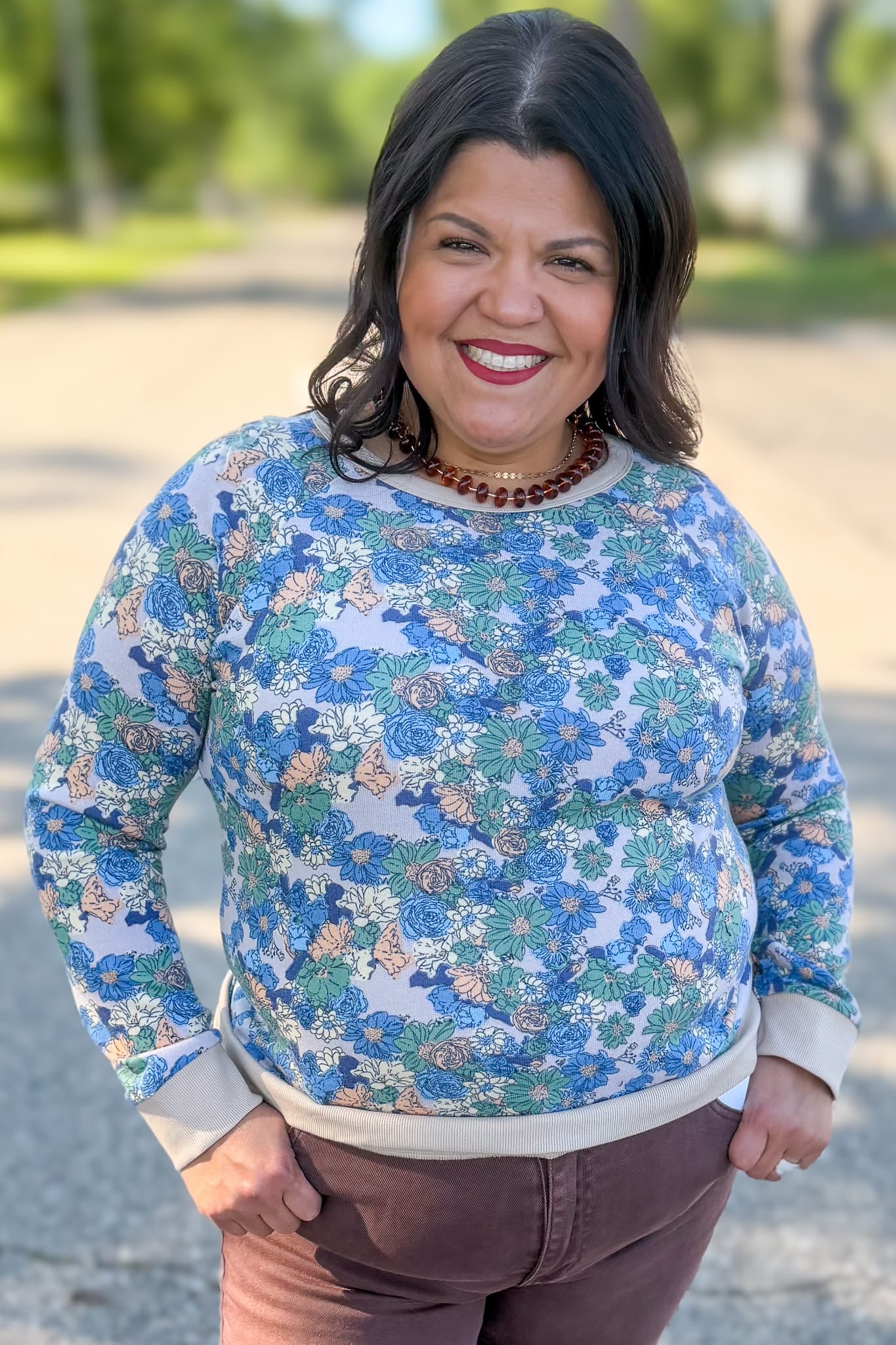 Taupe Hacci Floral Knit Top