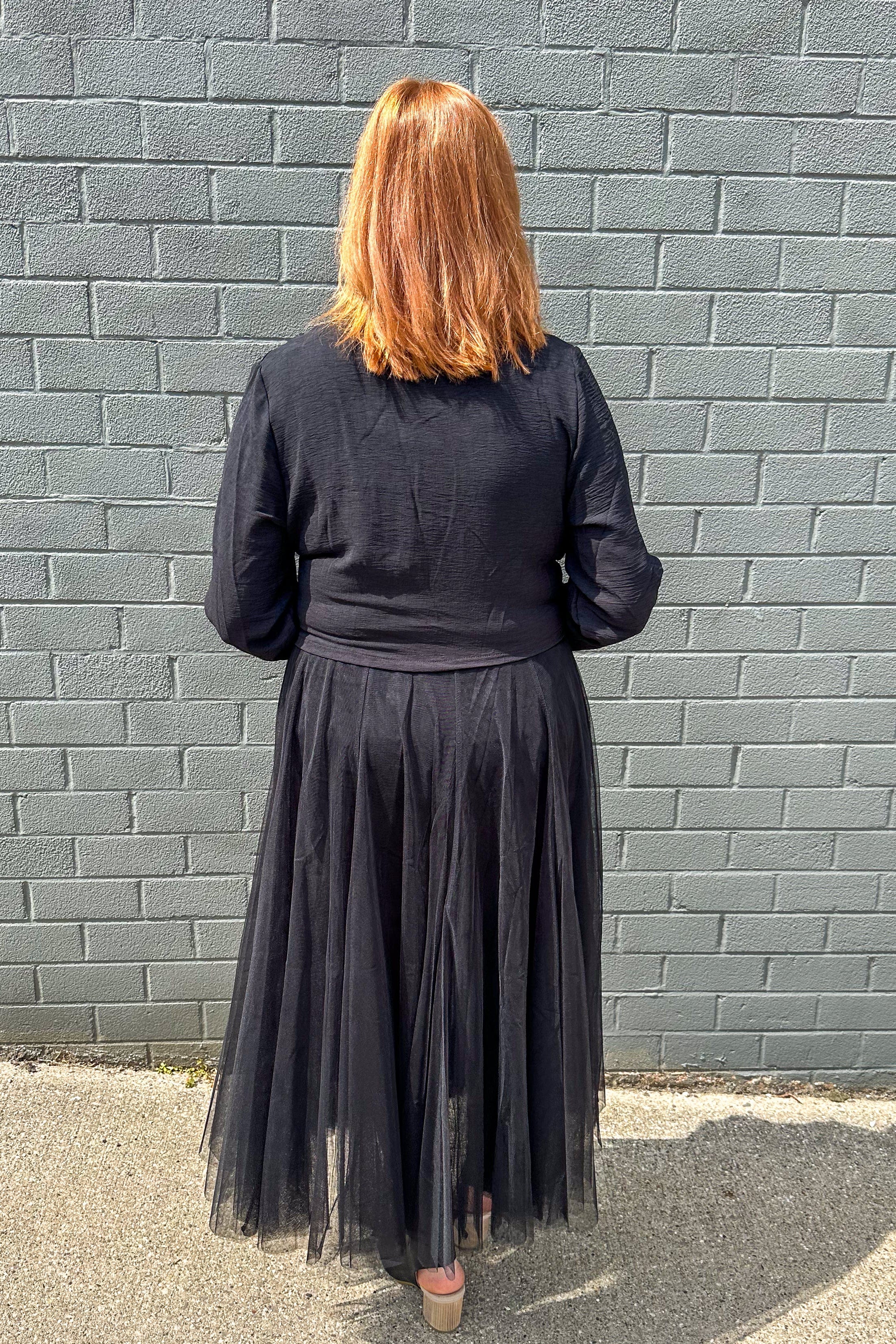 Black Long Cardigan Blazer back