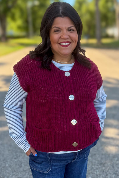 Cabernet 4 Button Sweater Vest