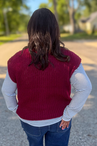 Cabernet 4 Button Sweater Vest Back