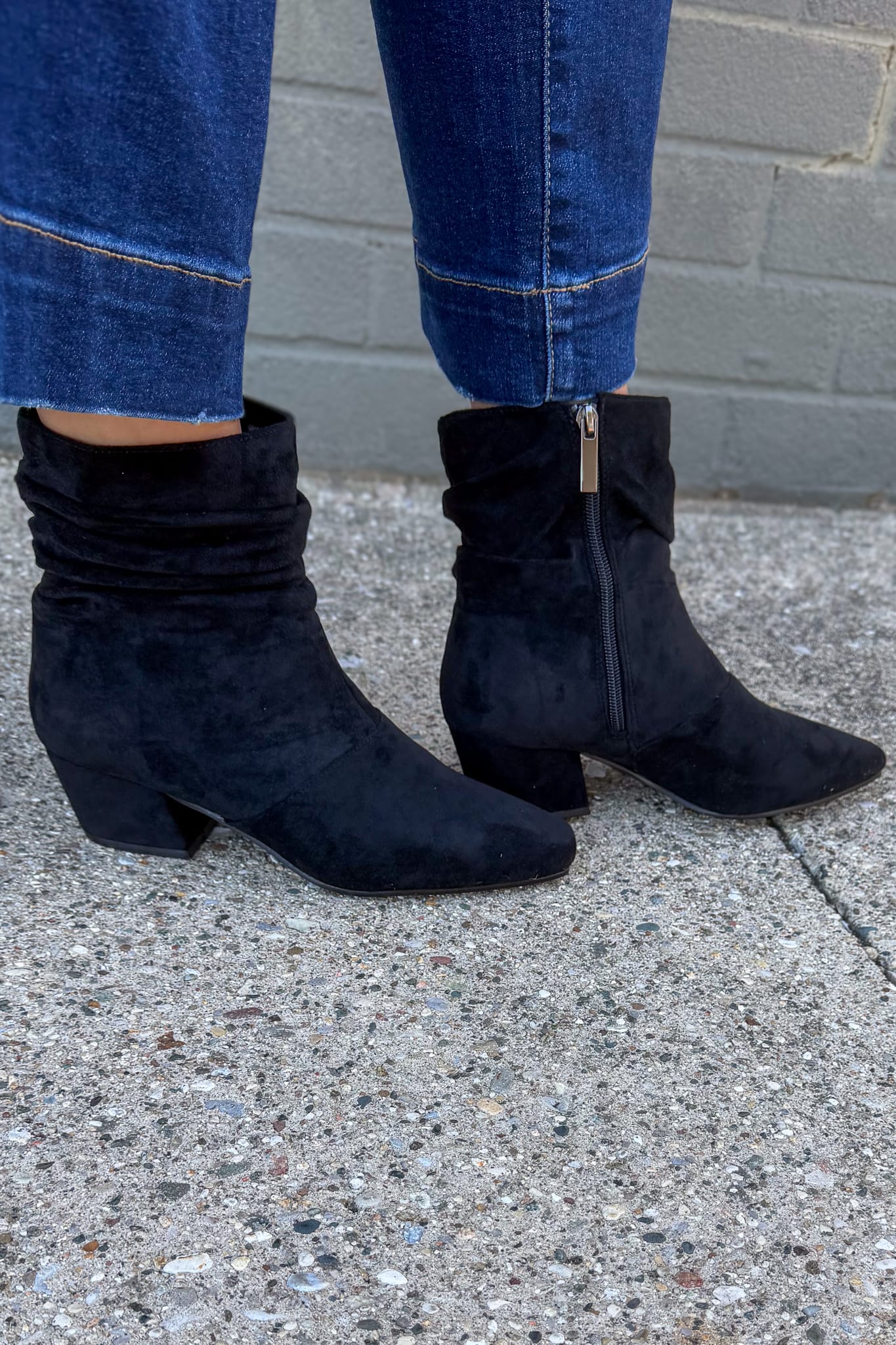 Addicted Black Faux Suede Boot