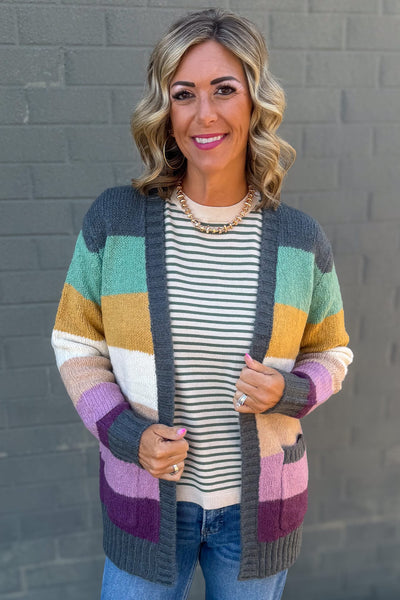Forest & Mustard Rainbow Cardigan