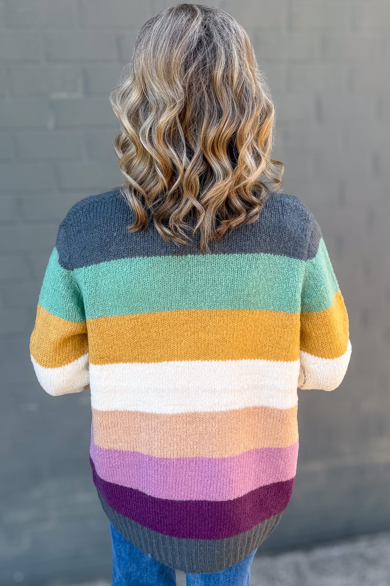 Forest & Mustard Rainbow Cardigan Back