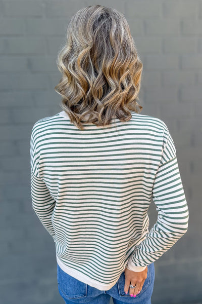 Olive Stripe Pullover Sweater