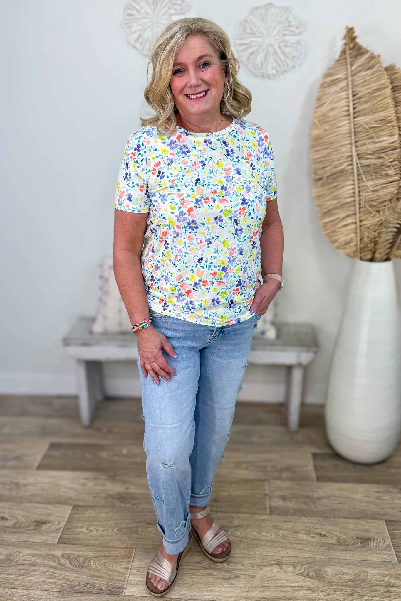 Light High Rise-Crop Barrel Ribbon Jeans