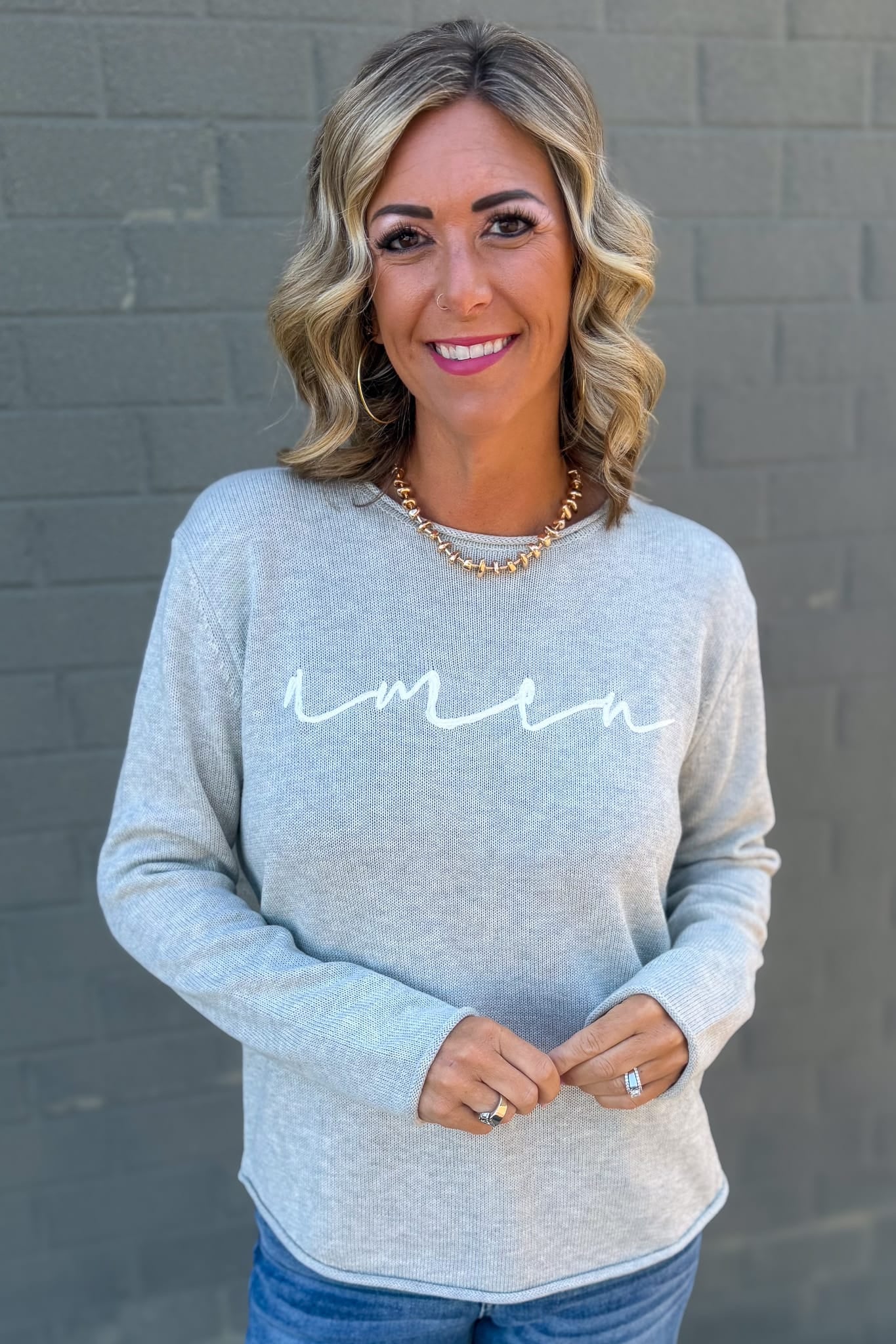 Heather Grey AMEN Light Weight Sweater