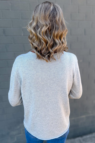 Heather Grey AMEN Light Weight Sweater Back