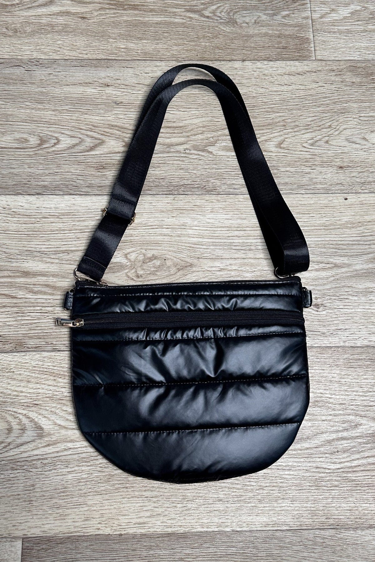 Black Puffy Half Moon Bag