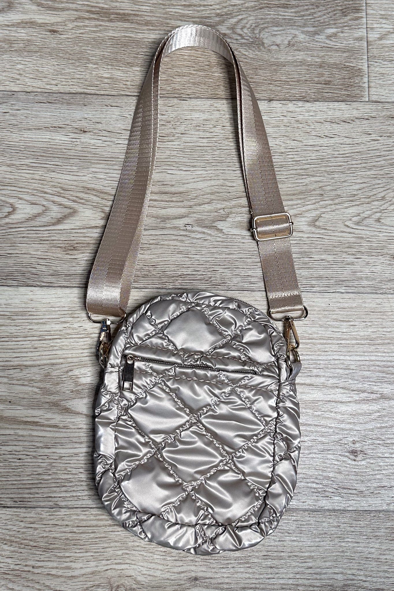 Gold Glossy Puffy Mini Crossbody Bag - Jean Marie's